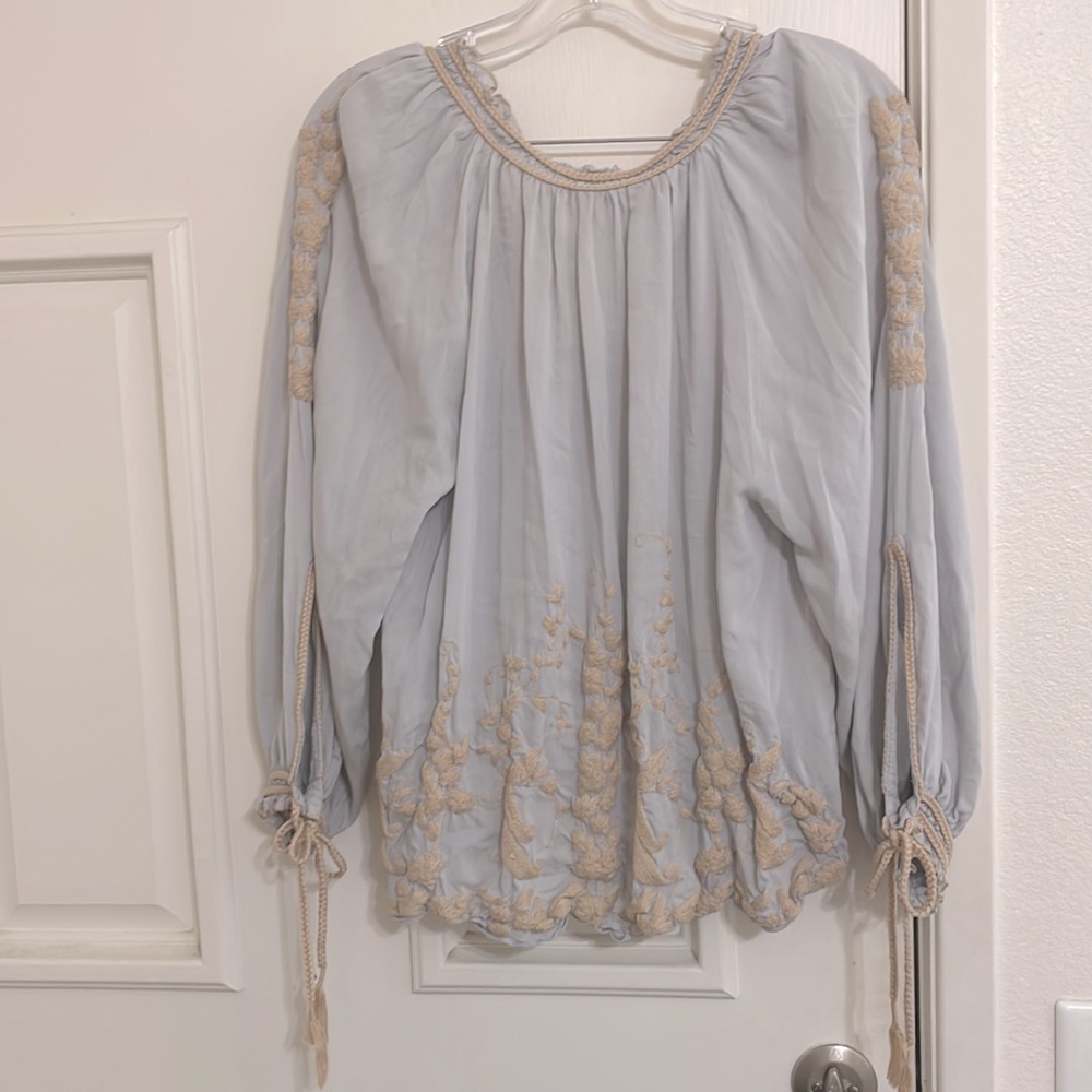 Lucky Brand  Silk  embroidered blouse sz M